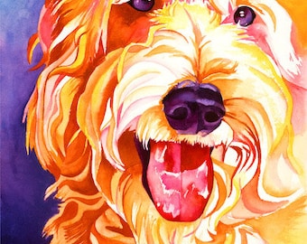 Goldendoodle Dog Art "Boomer" - Firmado Giclee Reproducción Impresión Acuarela Pintura Arte Decoración de pared Regalo Sinclair Stratton