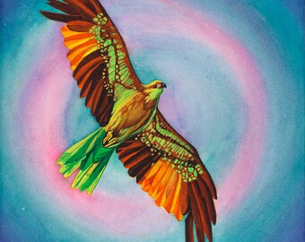 Hawk Art "Olga'" - Firmado Giclee Reproducción Impresión Acuarela Pintura Arte Decoración de pared Regalo Sinclair Stratton