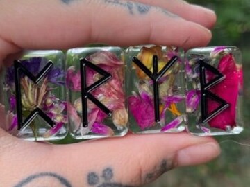 Younger Futhark Runes - Etched Black River Rock