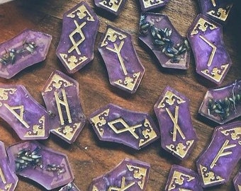 Lavender Flower Runes - Elder Futhark, Magick, Divination, Dried Herbs