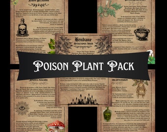 Poison Plants Download and Print Pack | Grimoire Pages, Green Witch, Herbalism, Herbs
