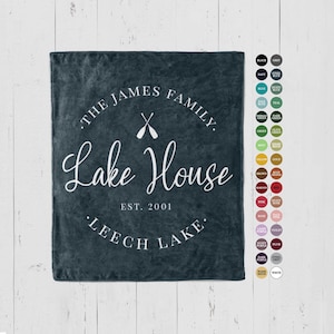 Custom Lake House Blanket Decor Personalized blanket with family name