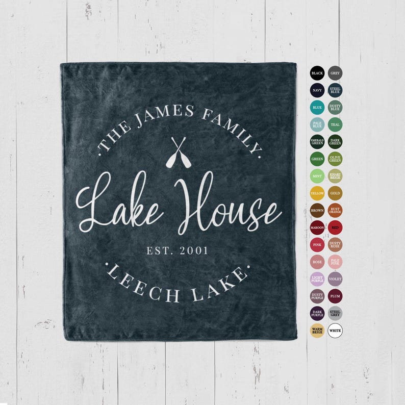 Custom Lake House Blanket Decor Personalized blanket with family name