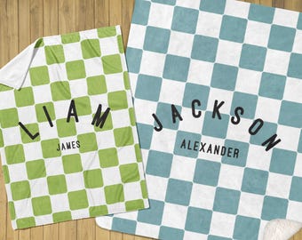 Custom Boy Kids Blanket with Name: Personalized Throw, Baby Boy Nursery Decor