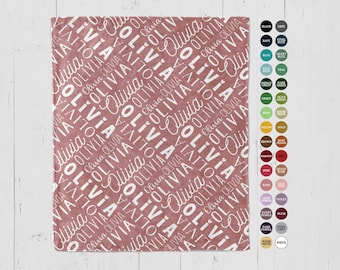 Name Pattern Blanket for Girl: Personalized Throw, Baby, Toddler, Child Gift, Custom Soft Minky or Sherpa