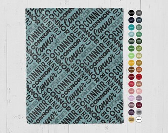 Name Blanket for Boy: Personalized Name Pattern, Custom Minky or Sherpa Throw for Kids, Baby, Toddler, Child Gift