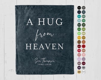 Personalized Memorial Blanket: "A Hug From Heaven" Sympathy Bereavement Gift for Loss of Mother, Father, Friend