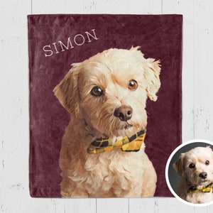 Custom Dog Face Blanket Pet Photo Portrait Throw Blanket Gift for Pet ...