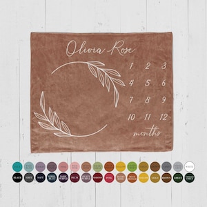 Boho Baby Girl Meilenstein Decke mit Namen, personalisierte Monatsdecke, Baby Photo Prop