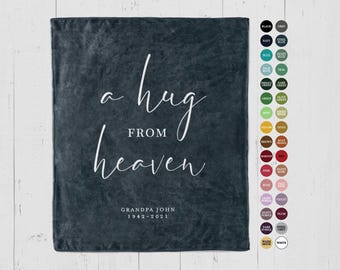 Personalized Memorial Throw Blanket: "A Hug From Heaven" Sympathy Bereavement Gift for Loss of Mother, Father, Friend, Grieving Family