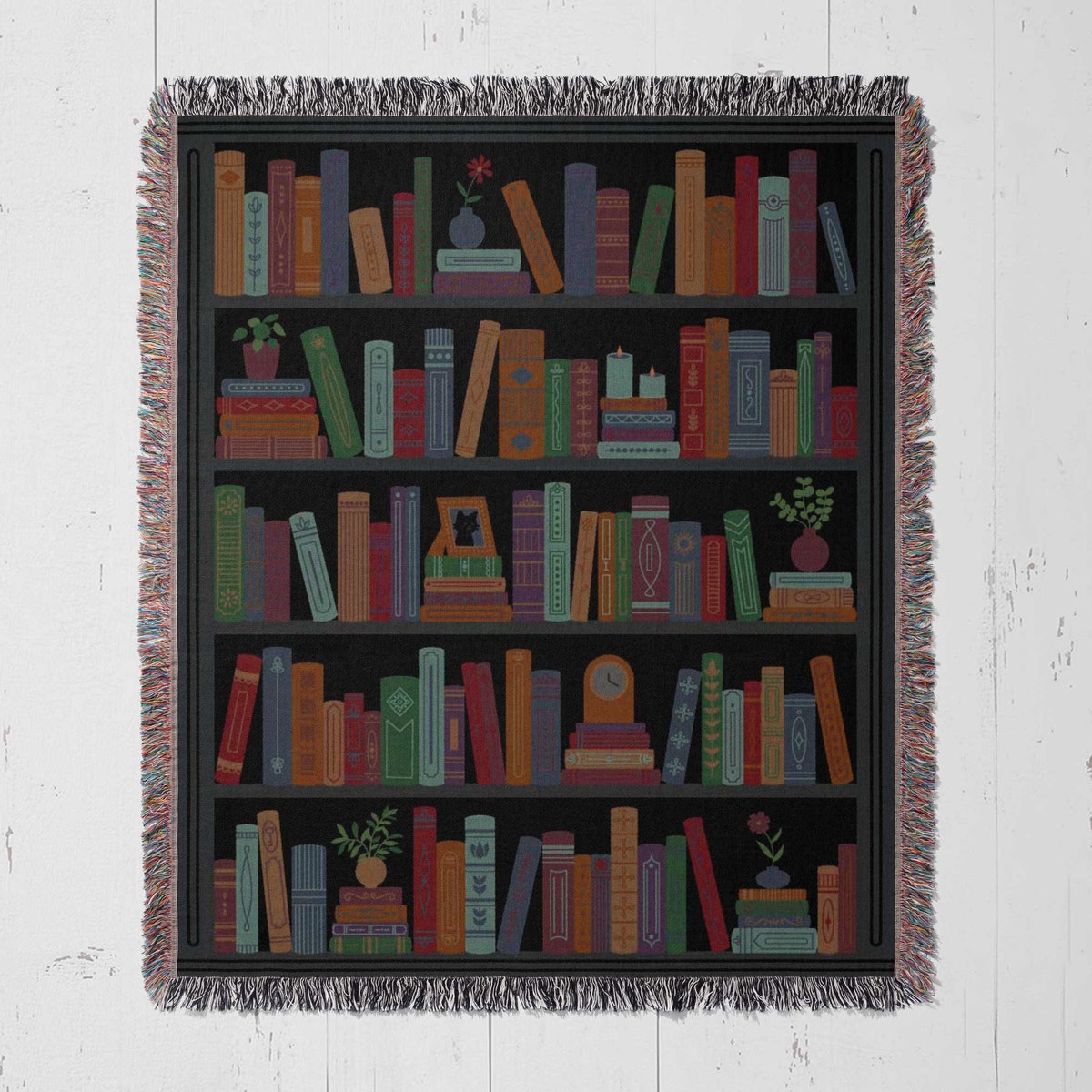 Book Shelf Tapestry Cotton Blanket - Etsy