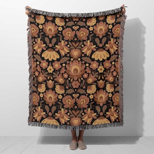 Woven throw blanket retro tapestry, 70s vintage aesthetic, 1970s home decor, cotton picnic blanket rug eclectic bedroom decor unique gift