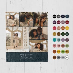Custom Couple Photo Collage Blanket Gift personalized throw blanket with pictures wedding anniversary, engagement gifts for her husband wife