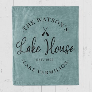 Custom Lake House Blanket Decor Personalized blanket with family name