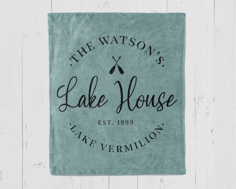 Custom Lake House Blanket Decor Personalized blanket with family name