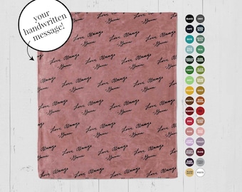 Handwritten Note Throw Blanket with Personalized Signature: Custom handwriting Love Letter, Memorial Gift