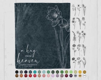 "Personalisierte Gedenk-Decke: Benutzerdefiniertes Blumen-Trauerbeileidsgeschenk für Verlust ""Eine Umarmung vom Himmel""