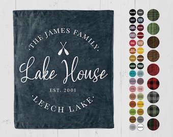 Custom Lake House Blanket Decor Personalized blanket with family name established throw blanket gift for lake house customized location