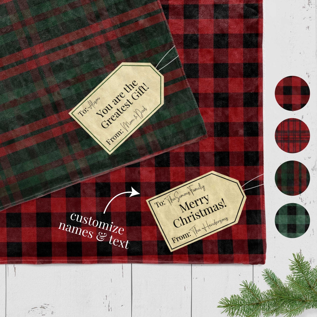 Custom Christmas Tag Blanket Gift, Funny Personalized Holiday Throw