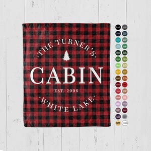 Custom Cabin Décor Blanket Personalized family name buffalo plaid