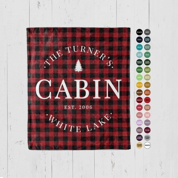 Personalized Cabin Blanket: Buffalo Plaid Family Name Throw