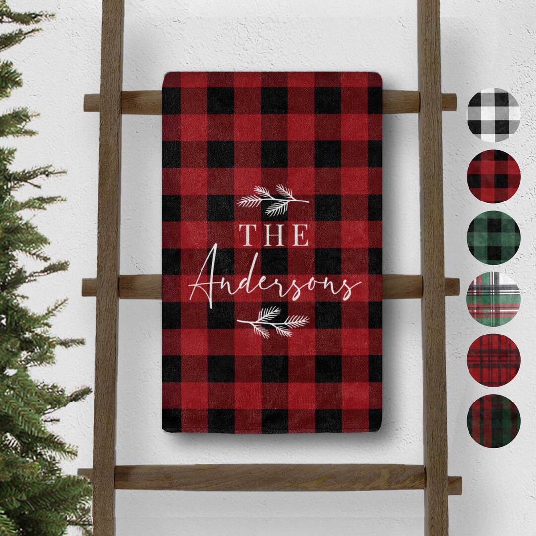 Personalized Christmas Blanket, Custom Plaid Throw Blankets, Christmas