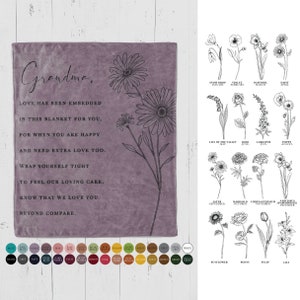 Personalized Flower Hug Blanket: Custom Poem Comfort Gift for Grandma
