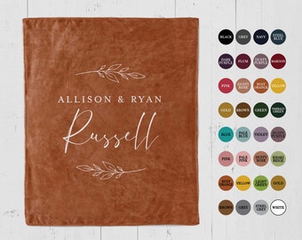 Personalized Last Name Wedding Blanket: Custom Couple Throw with Names, Anniversary Gift, Minky or Sherpa