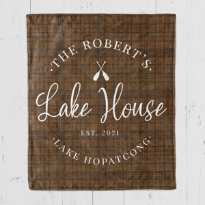 Custom Lake House Blanket Decor Personalized blanket with family name