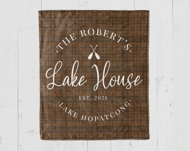 Custom Lake House Blanket Decor Personalized blanket with family name