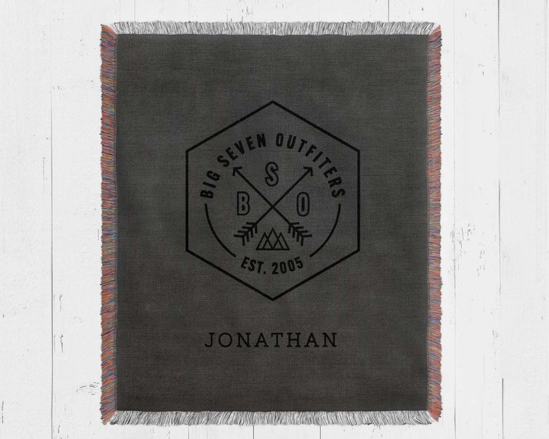 Custom Logo Blanket personalized with text, woven throw corporate gift for employee retirement or promotion