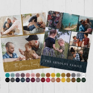 Custom Photo Collage Blanket with pictures, Personalized Family Customized throw blanket with text and photos birthday gift for grandma mom