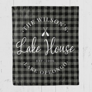 Custom Lake House Blanket Decor Personalized blanket with family name