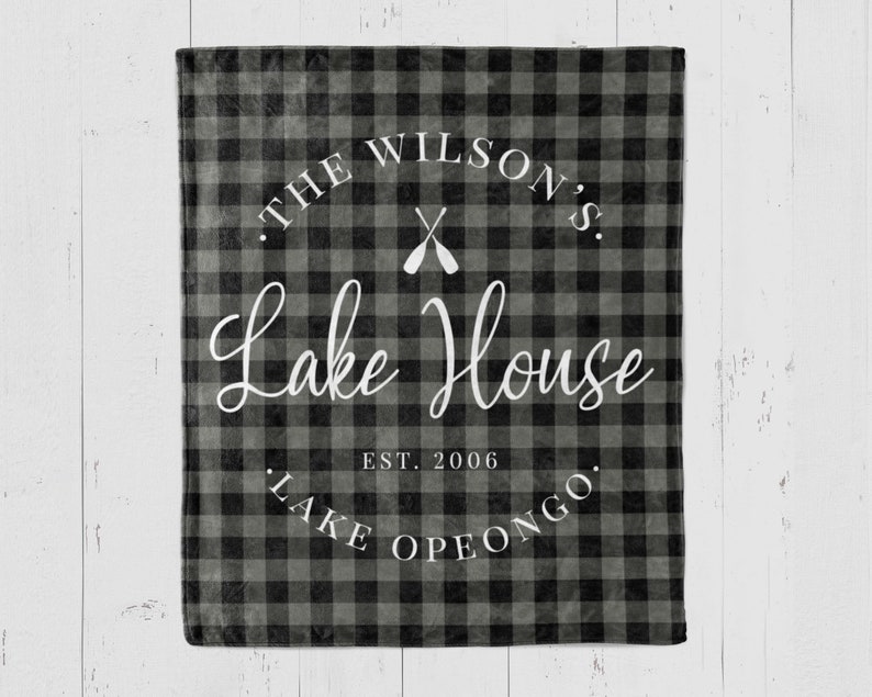 Custom Lake House Blanket Decor Personalized blanket with family name