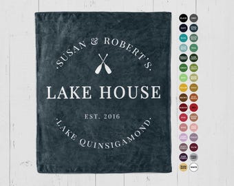 Personalized Lake House Blanket: Plaid Family Name Throw