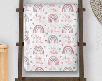 Custom Rainbow Name Blanket: Personalized Baby Girl or Child Blanket, Nursery or Bedroom Decor for Little Girls