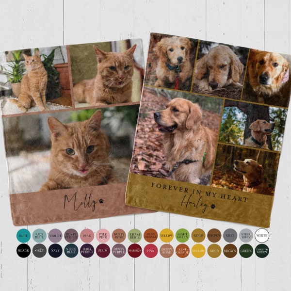 Pet Photo Collage Blanket Custom gift for dog cat pet owner personalized pictures dog cat horse memorial gifts customized for loss of pet