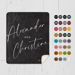 Custom Wedding Blanket Personalized Couple Gift, customized throw with names, established date, engagement, anniversary gift for girlfriend
