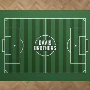 custom soccer football field play mat rug personalized with brothers last name