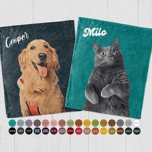 Custom Pet Photo Blanket: Personalized Dog or Cat Portrait Throw