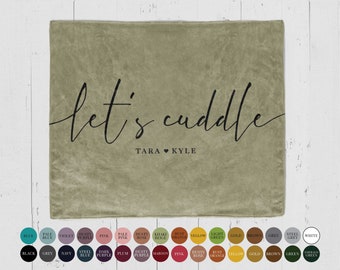 Let's Cuddle Throw Blanket: Custom Funny Couple Blanket Personalized with Names, Funny Gift for Girlfriend, Wife