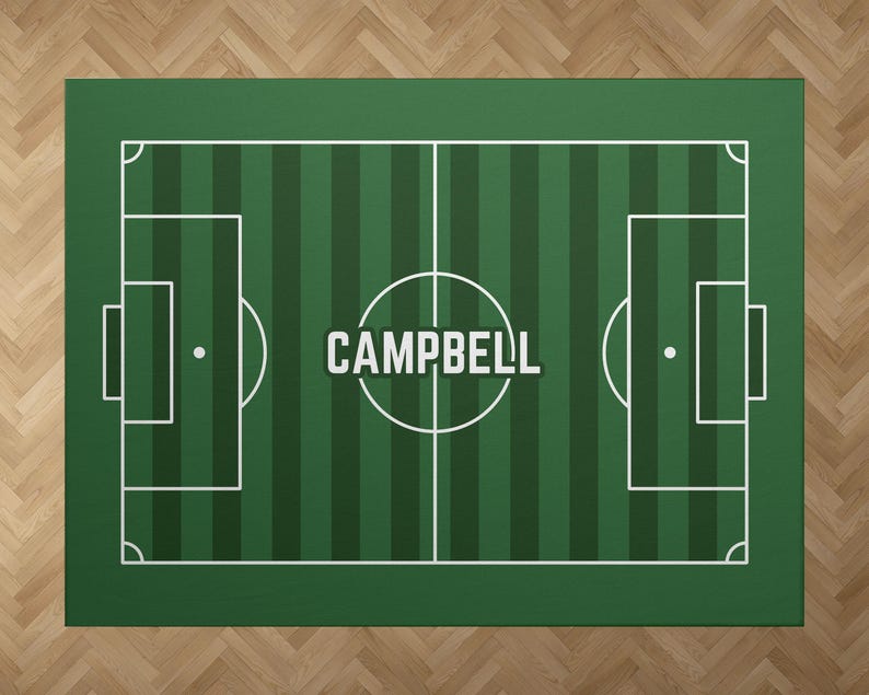 custom large soccer football field play mat rug personalized with name