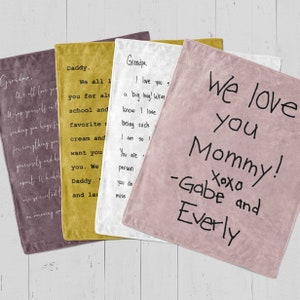 Personalized Handwriting Blanket Custom message gift, Handwritten Letter throw blanket for mom dad from kids mothers day gift from grandkids