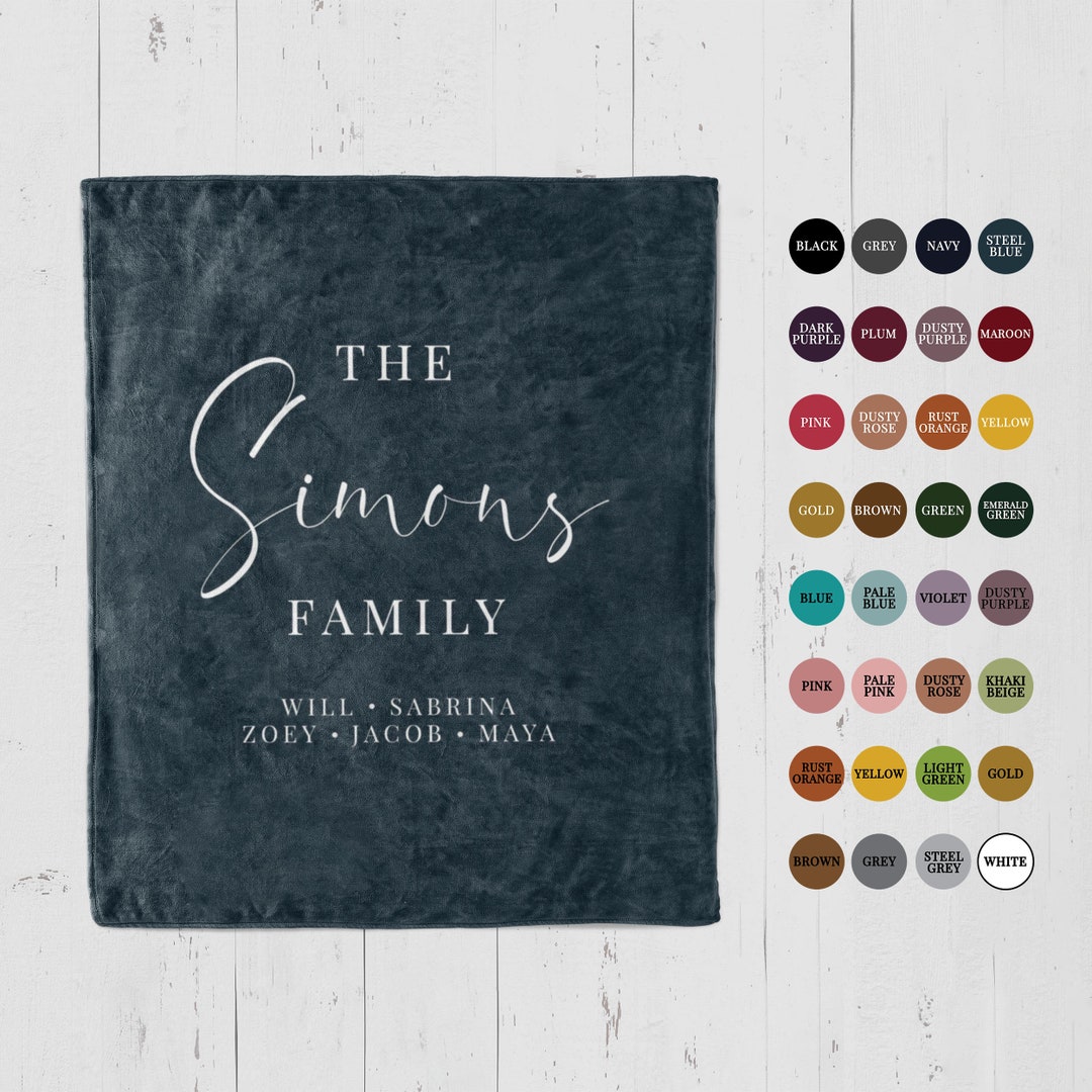 Personalized Blanket Last Name Custom Family Throw Blanket With Names