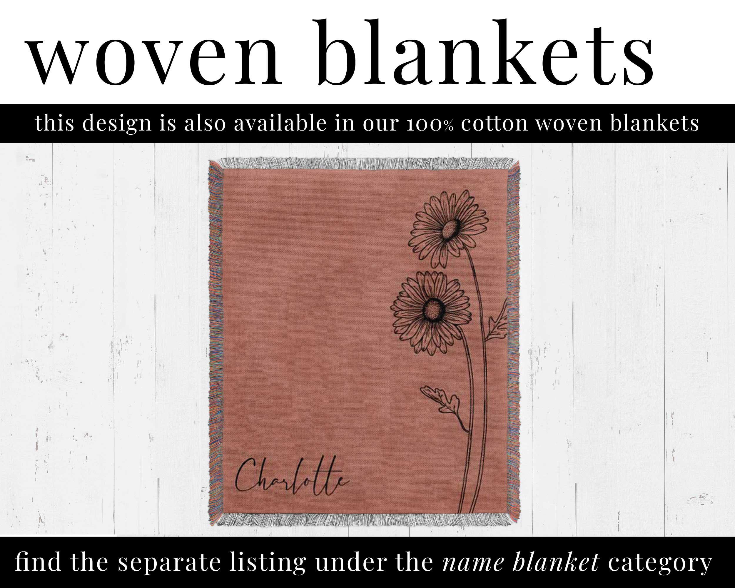 Personalized Name Blanket, Birth Month Flower, custom floral soft throw blanket, customize with name, Christmas gift for  mom, friend, girl