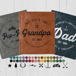 Personalized Grandpa Dad Custom Blanket, customized Fathers day gifts from kids, EST throw blanket with grandkids names, men blanket for him