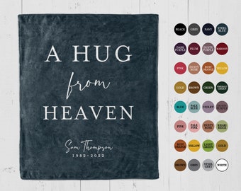 Personalized Bereavement Memorial Blanket Gift, A hug from Heaven keepsake gift, sympathy blanket, grief gift, loss of mother, father, mom