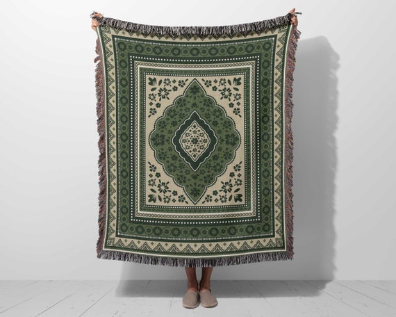 Boho Woven Tapestry Throw Blanket Green Cotton Throw Picnic Blanket With Fringe Boho Bedroom Living Room Home Decor Unique Decorations Gift Etsy Australia