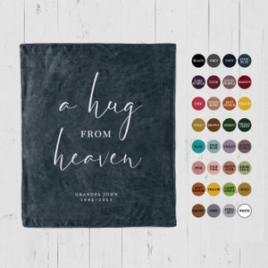Personalized Memorial Throw Blanket, A hug from Heaven memorial gift, sympathy blanket, grief, bereavement gift, loss of mother, father, mom