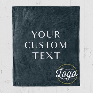 Custom Logo Blanket personalized with text, minky sherpa fleece throw corporate gift for employee retirement or promotion